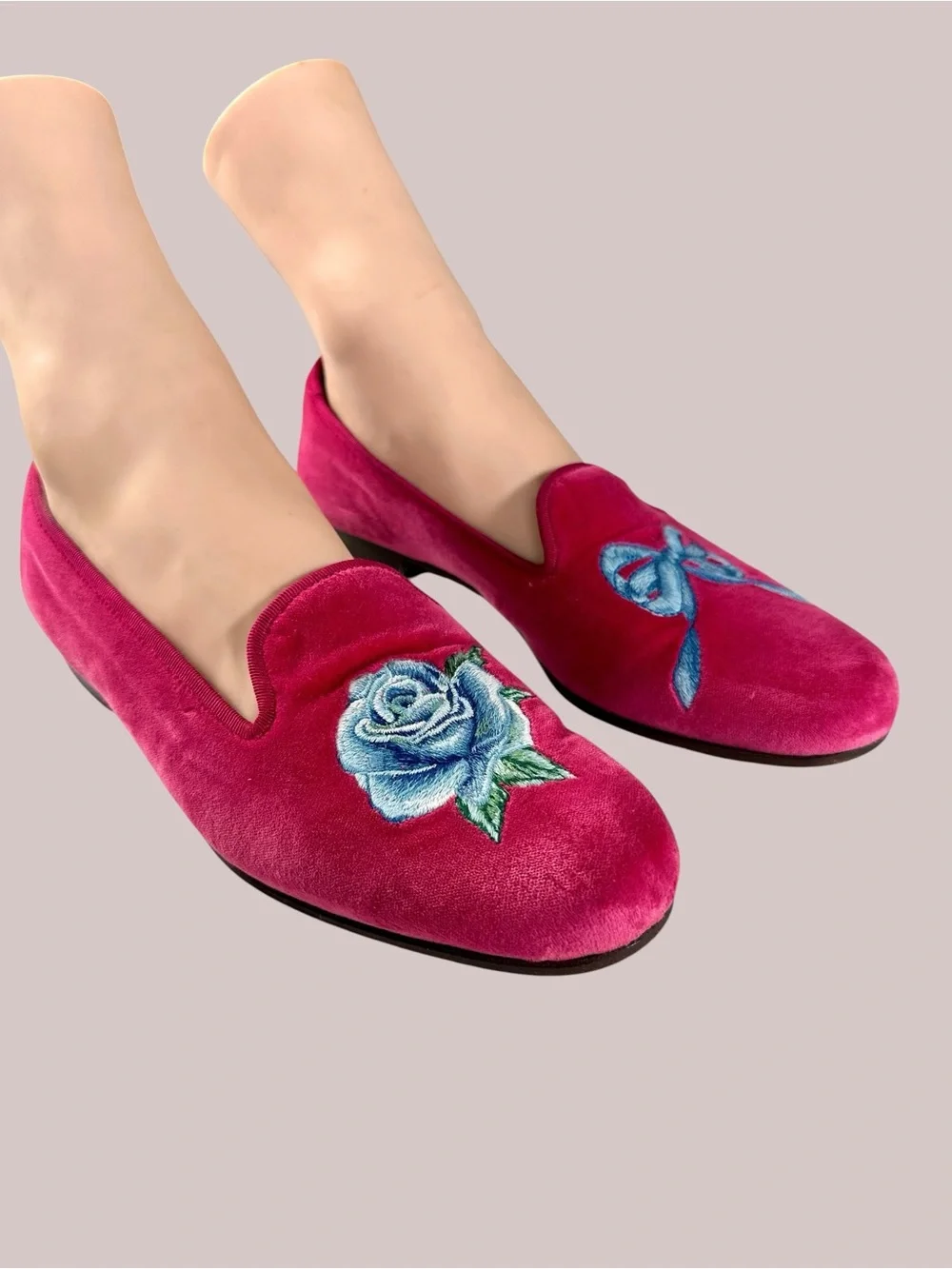 LoveShackFancy x Stubb & Wootton Bow Slippers in Pink Velvet - Picture 3 of 15